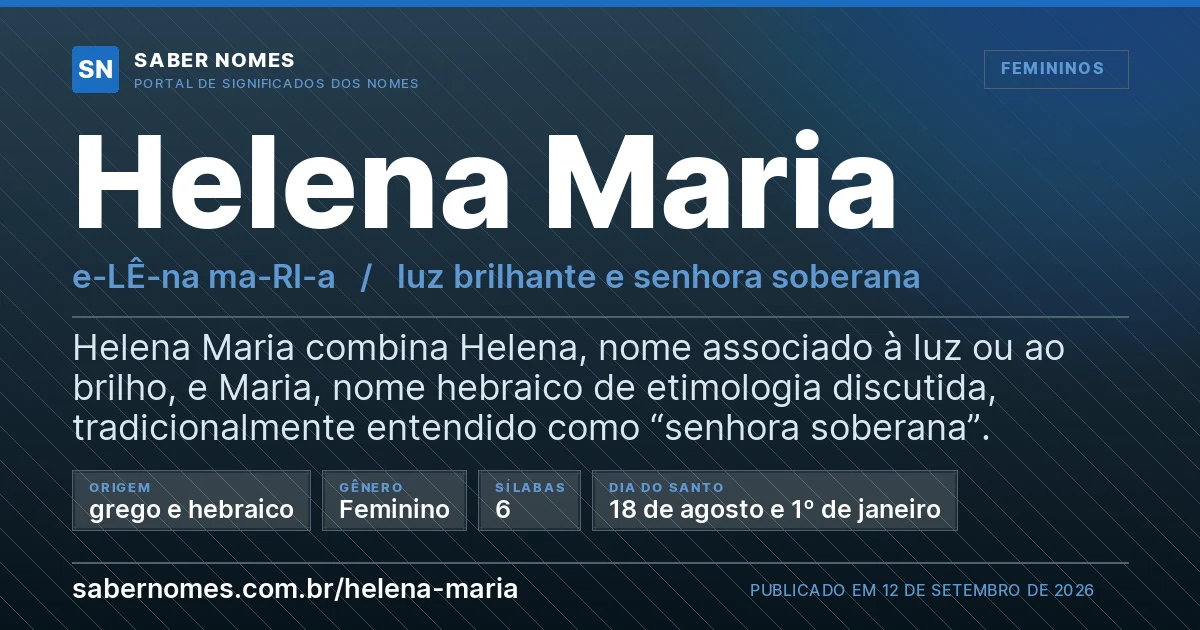 Imagem com o significado do nome Helena Maria