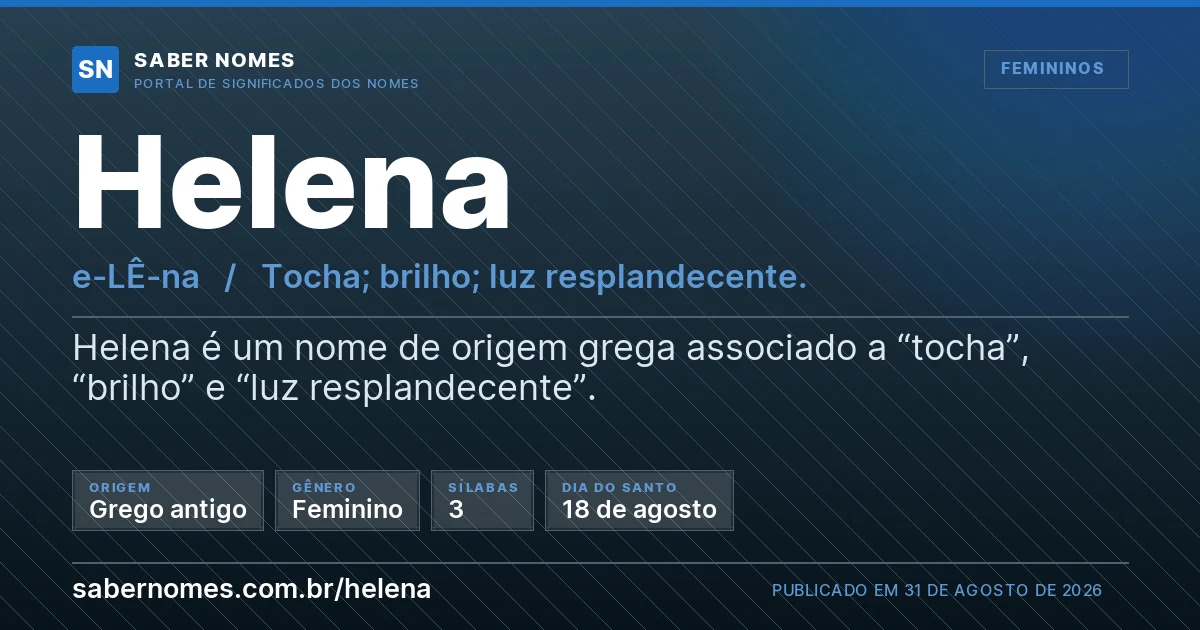 Imagem com o significado do nome Helena