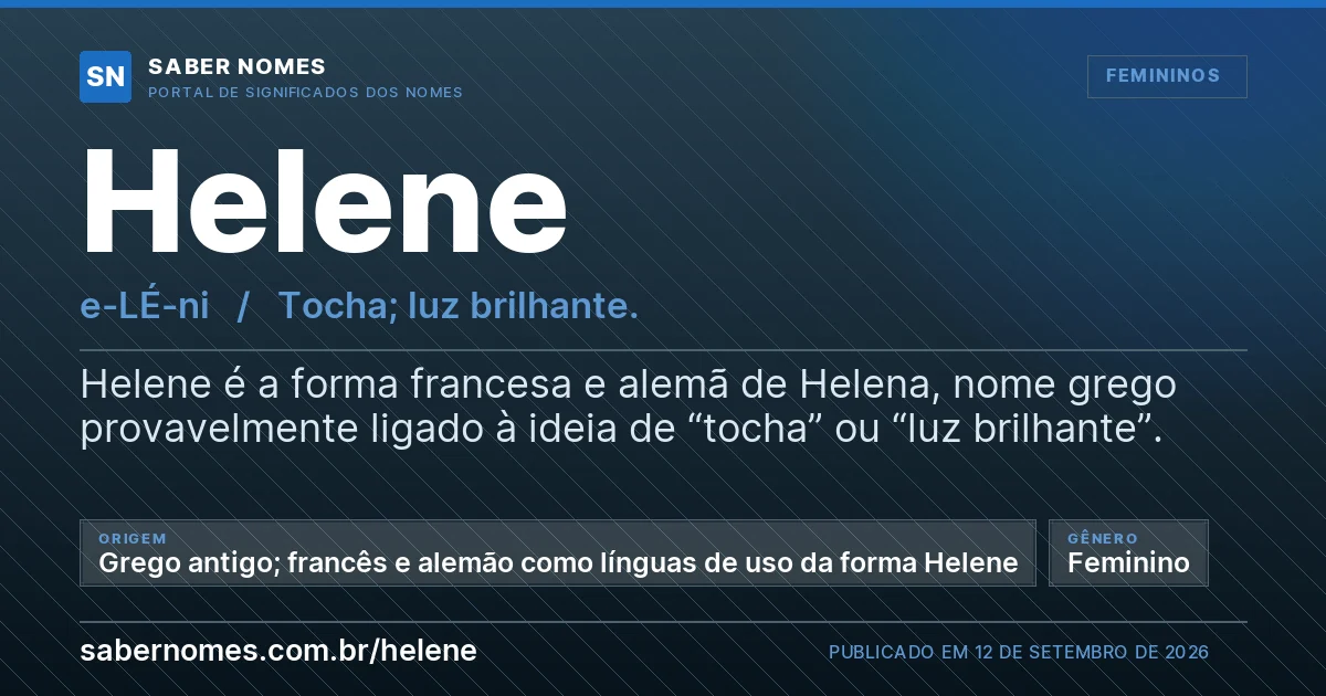 Imagem com o significado do nome Helene