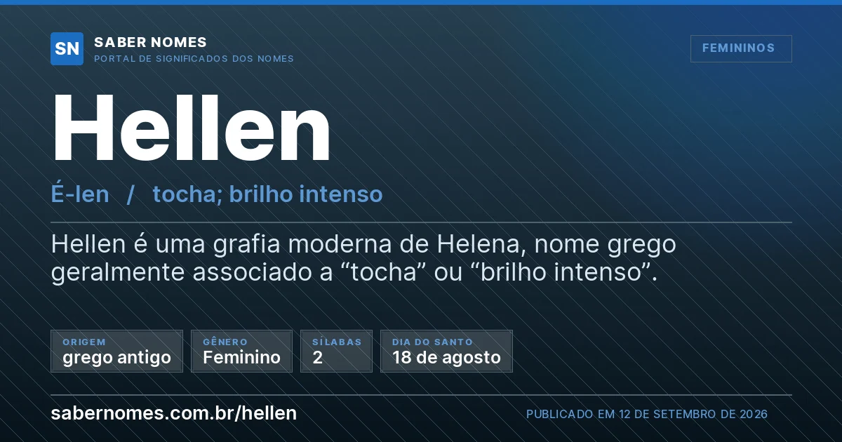 Imagem com o significado do nome Hellen