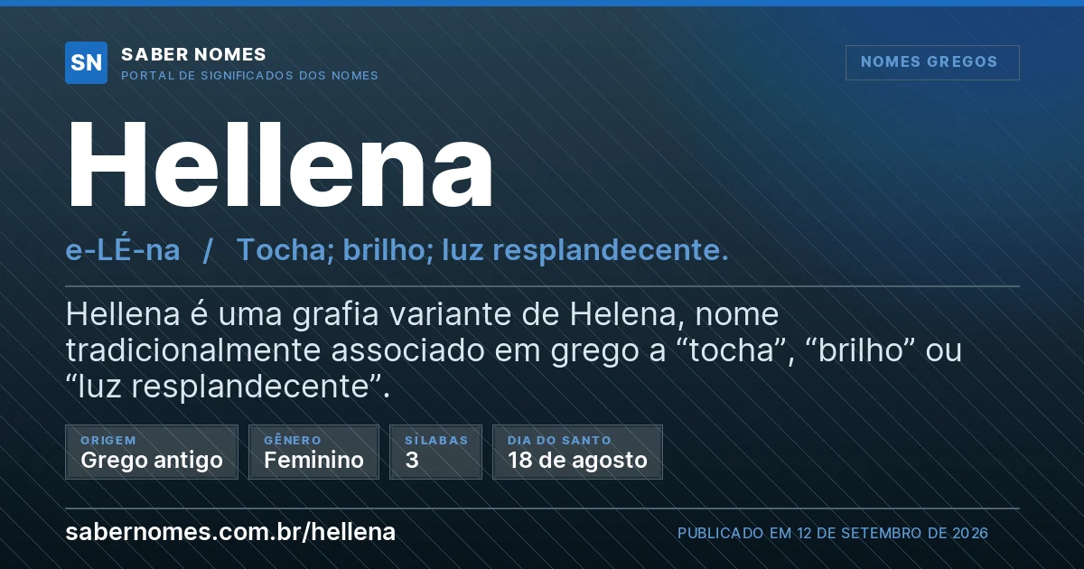 Imagem com o significado do nome Hellena