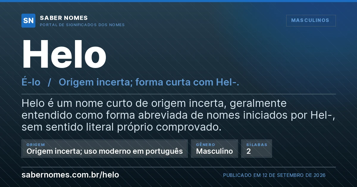 Imagem com o significado do nome Helo