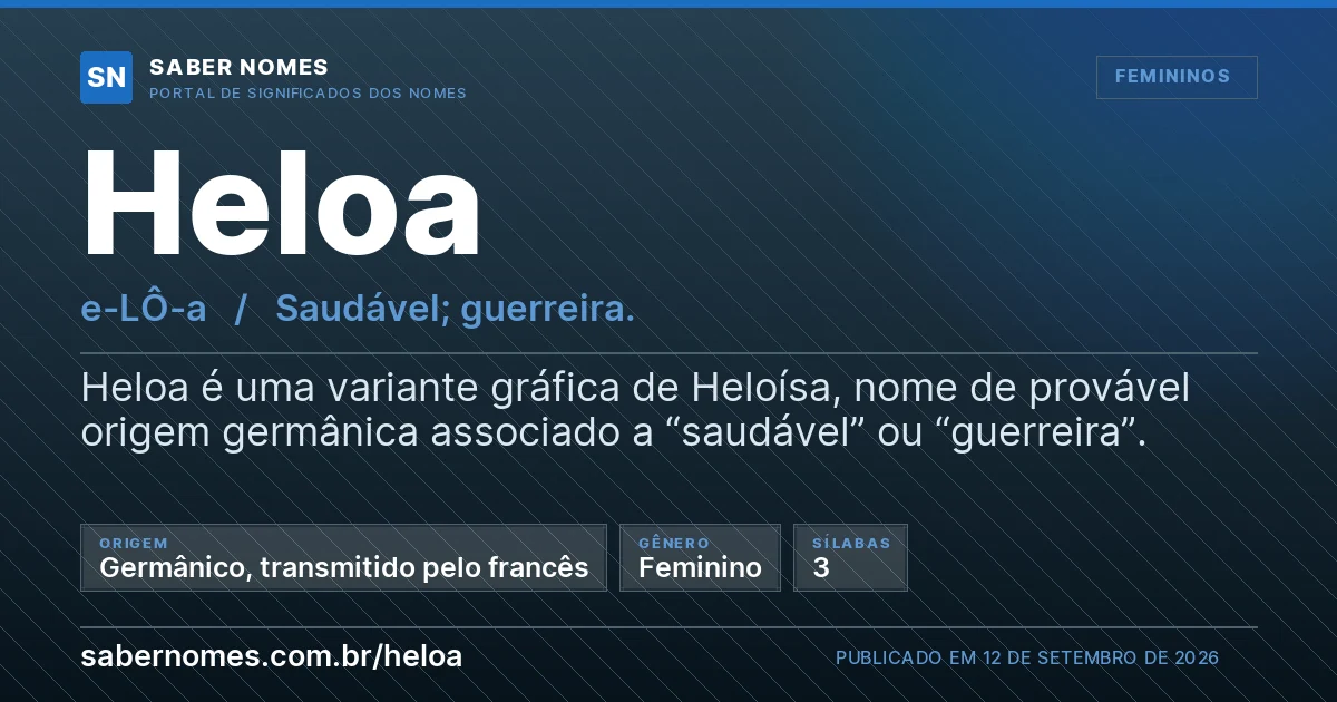 Imagem com o significado do nome Heloa