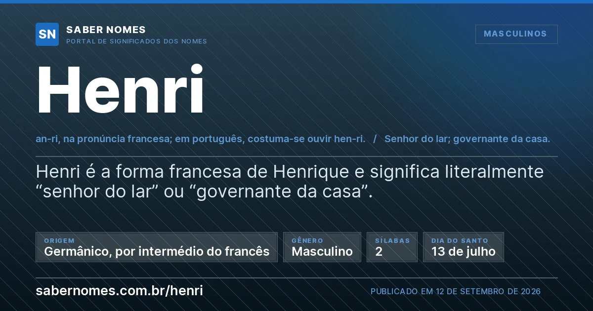 Imagem com o significado do nome Henri