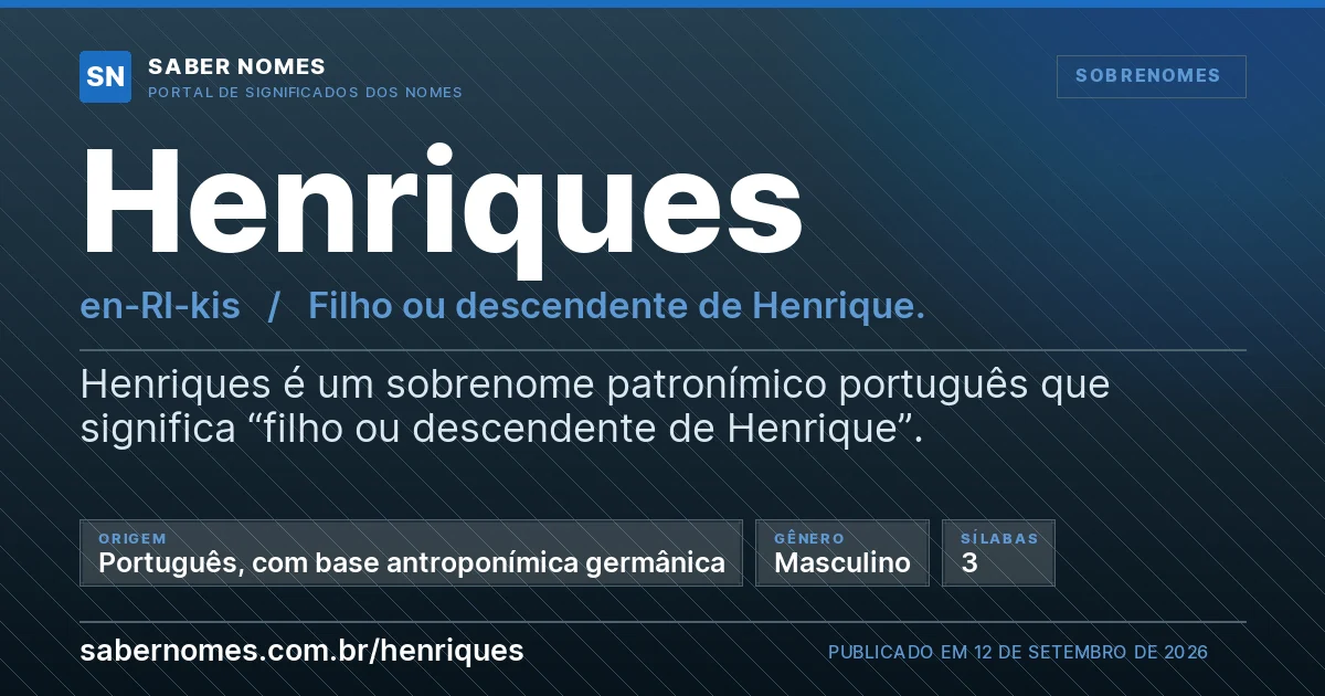 Imagem com o significado do nome Henriques