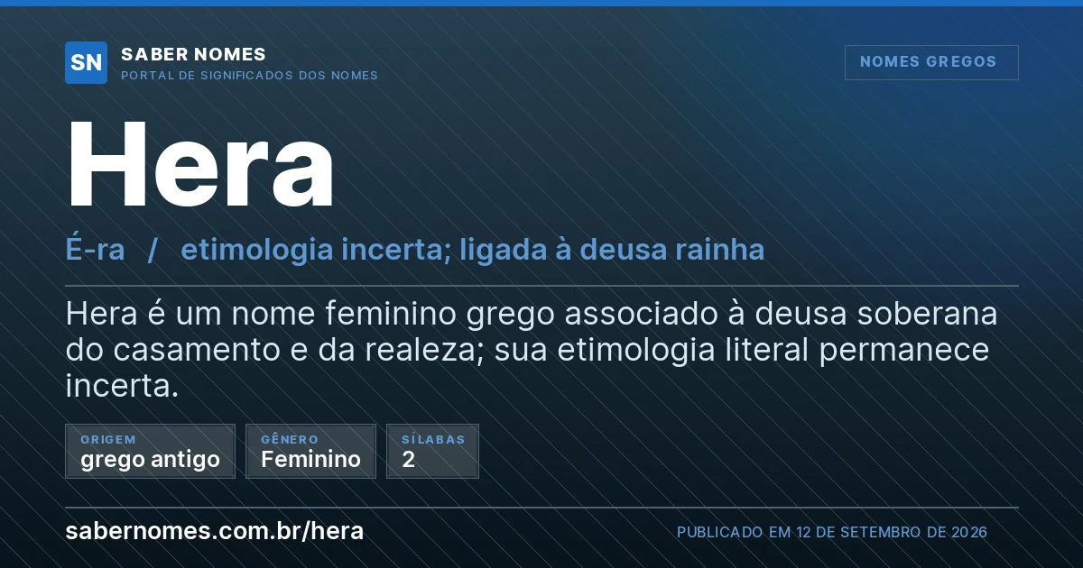 Imagem com o significado do nome Hera