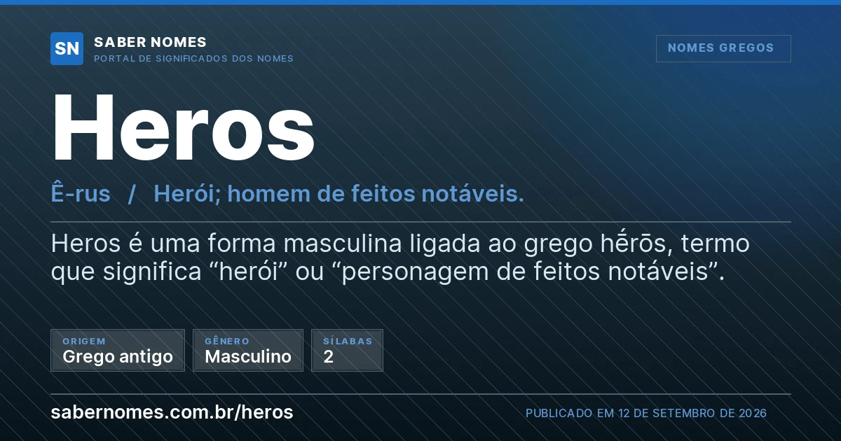 Imagem com o significado do nome Heros