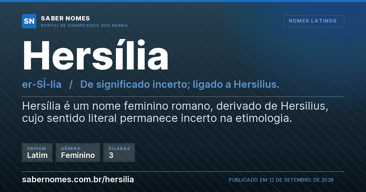Imagem com o significado do nome Hersília