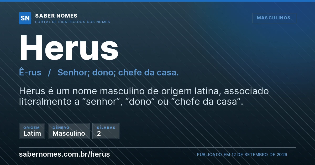 Imagem com o significado do nome Herus
