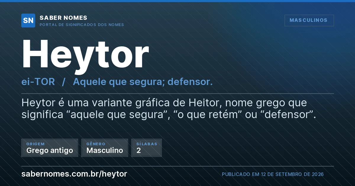 Imagem com o significado do nome Heytor