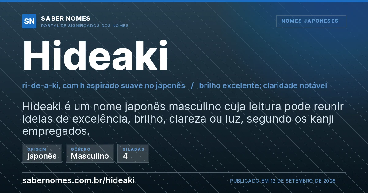Imagem com o significado do nome Hideaki