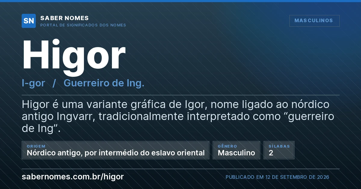 Imagem com o significado do nome Higor