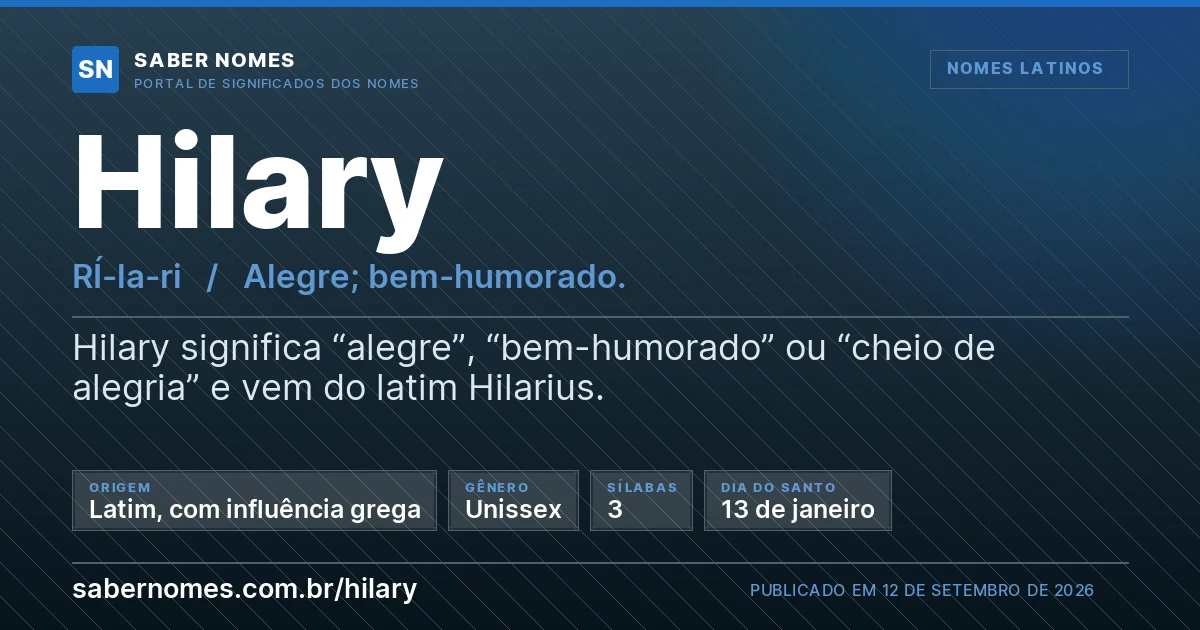 Imagem com o significado do nome Hilary