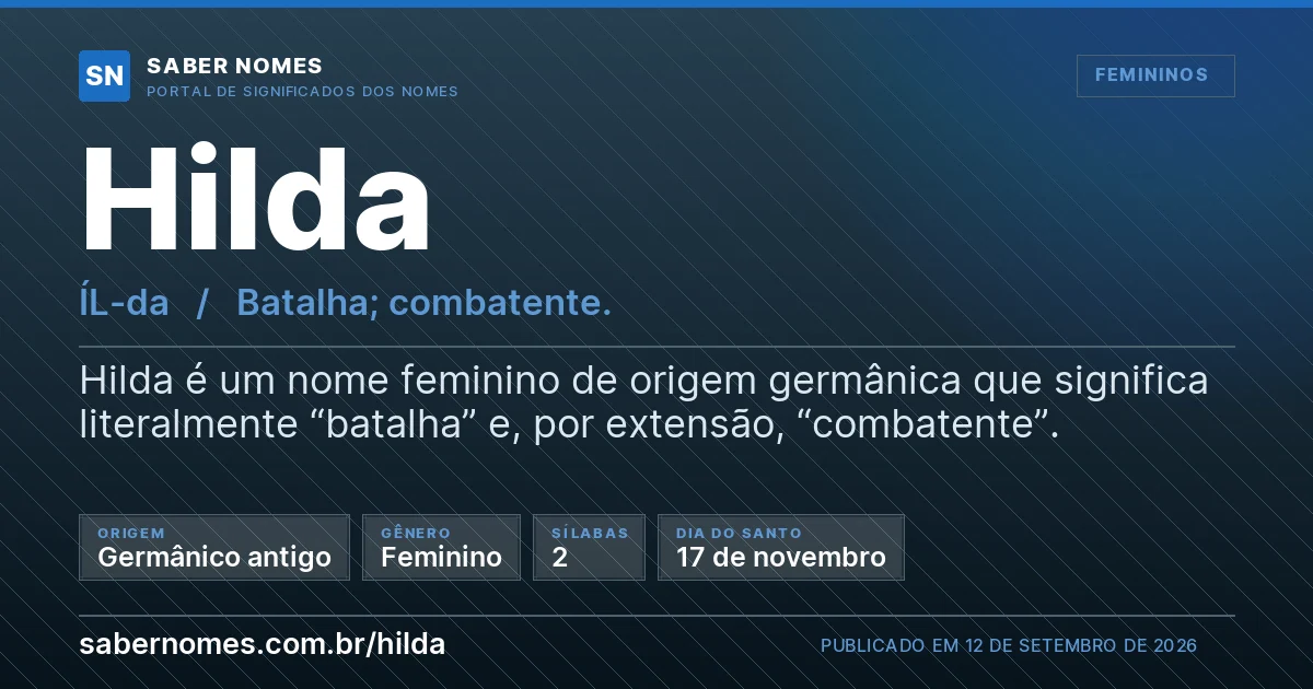 Imagem com o significado do nome Hilda