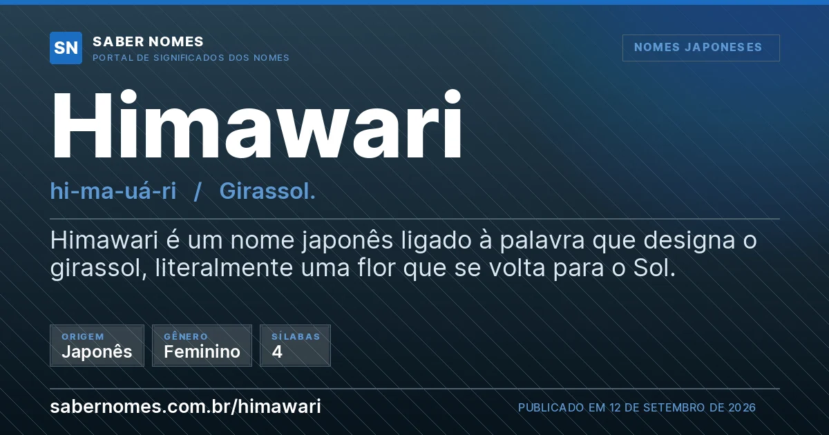 Imagem com o significado do nome Himawari