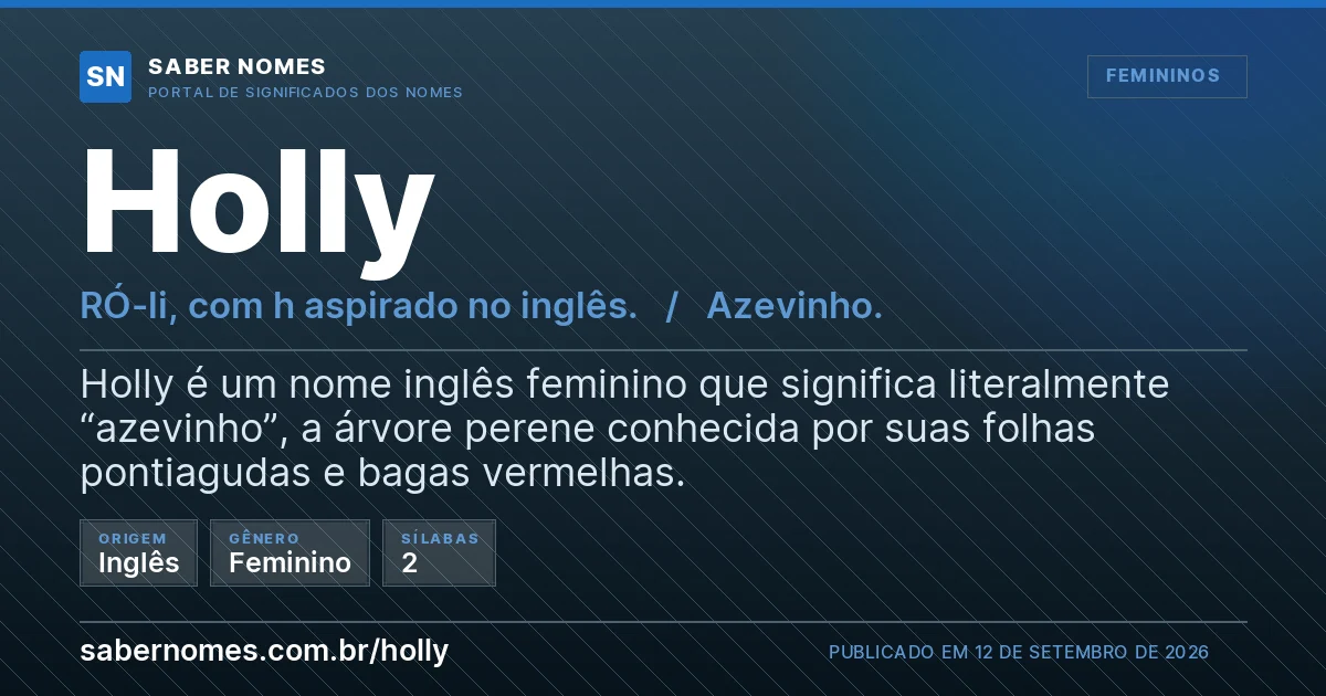 Imagem com o significado do nome Holly