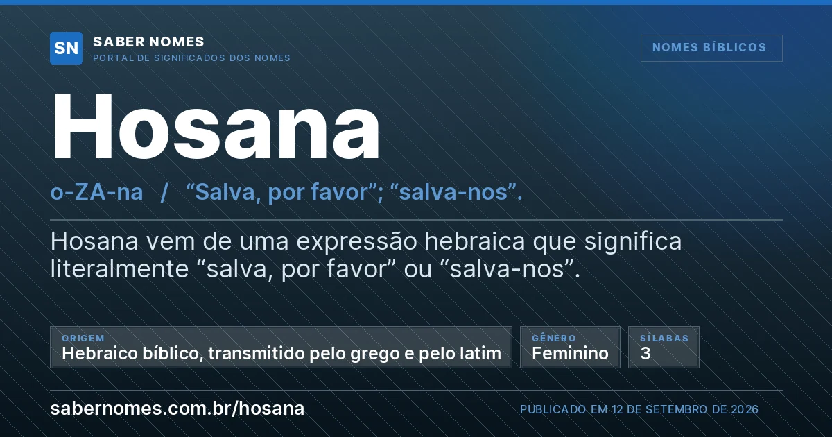 Imagem com o significado do nome Hosana