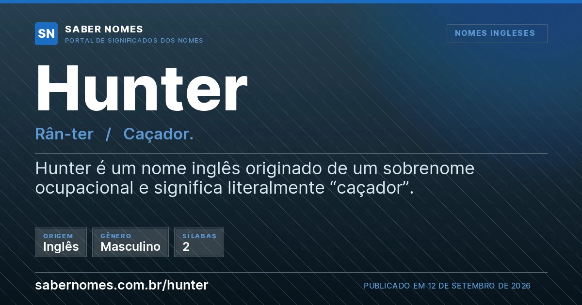 Imagem com o significado do nome Hunter