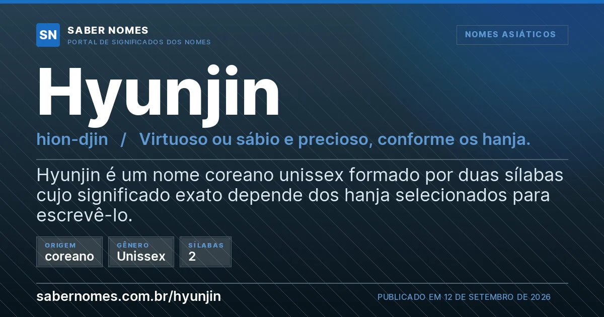 Imagem com o significado do nome Hyunjin