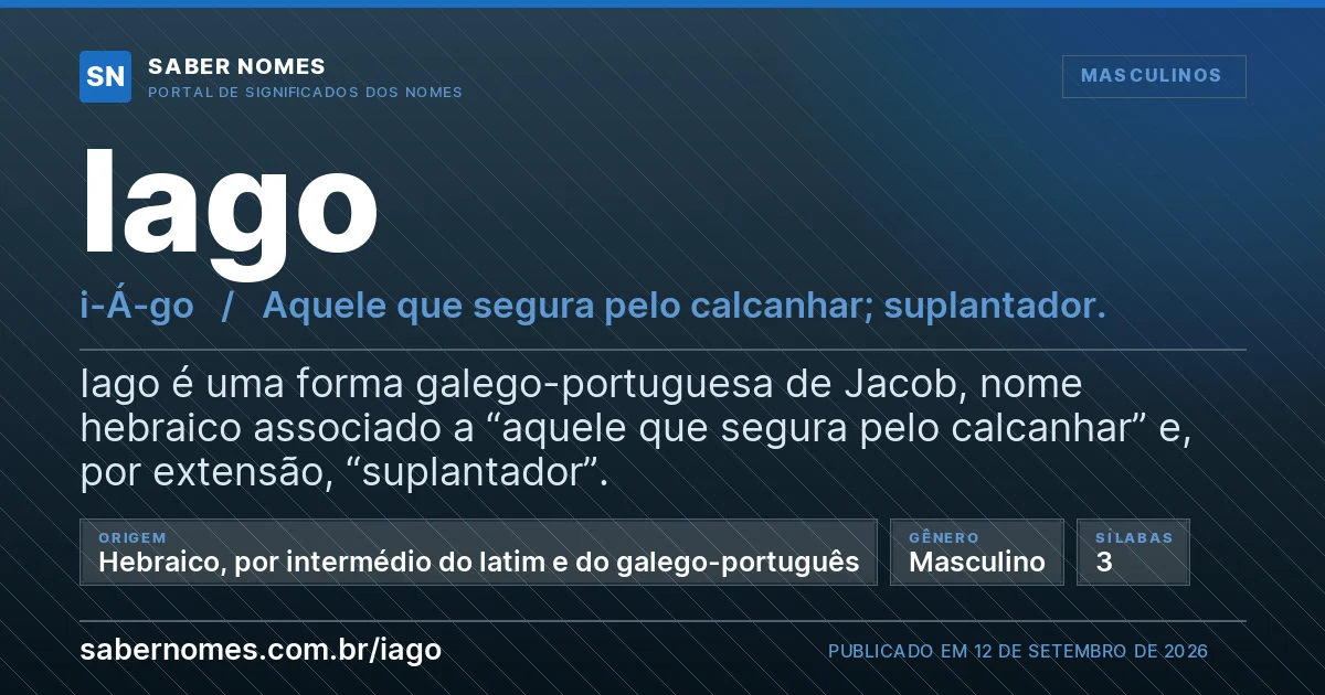Imagem com o significado do nome Iago