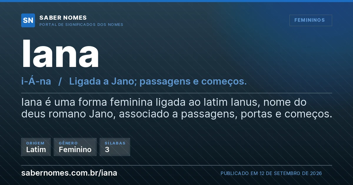 Imagem com o significado do nome Iana