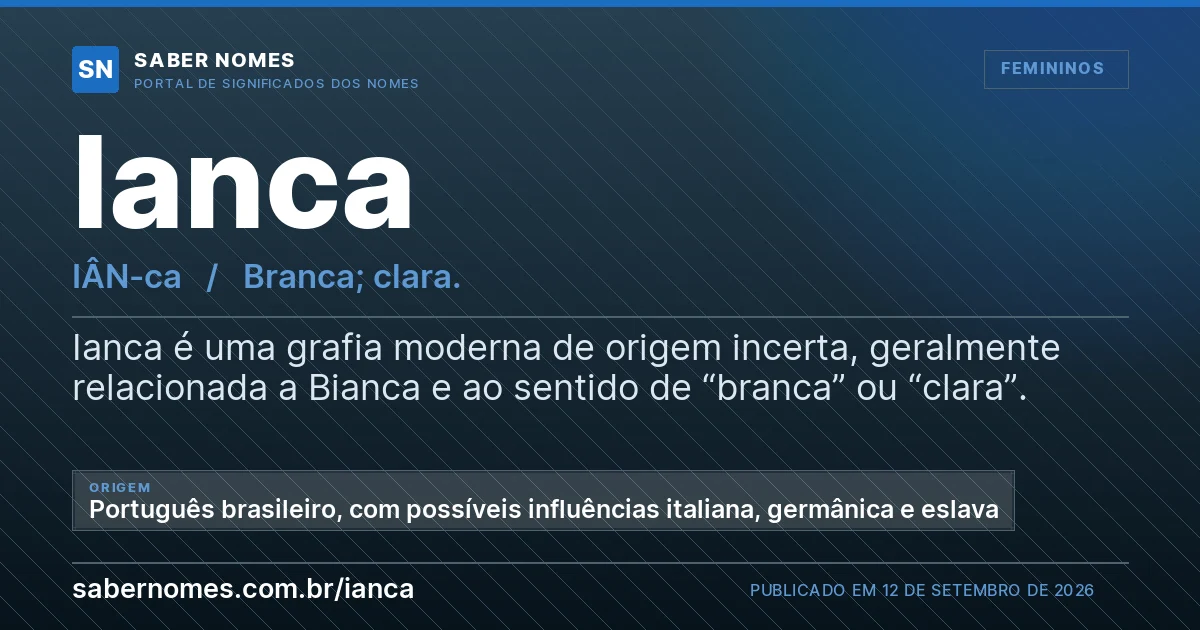 Imagem com o significado do nome Ianca