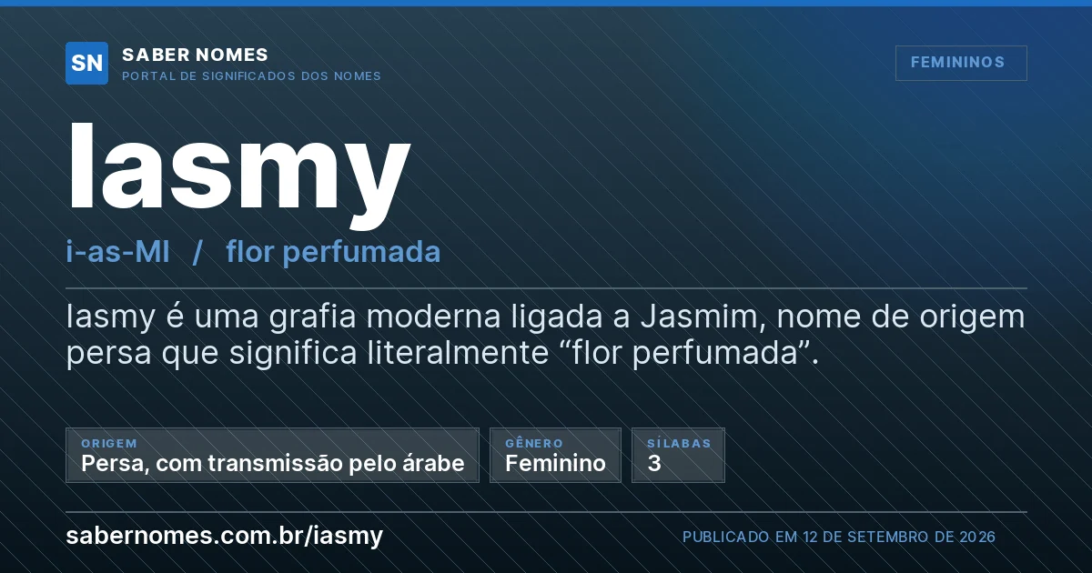 Imagem com o significado do nome Iasmy