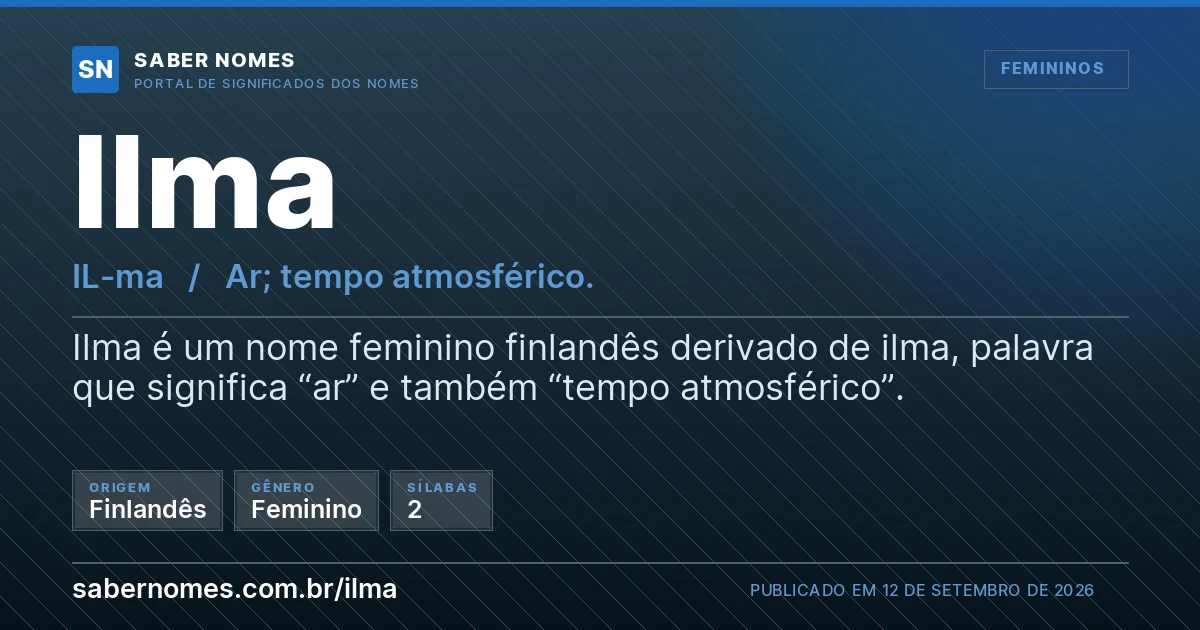 Imagem com o significado do nome Ilma