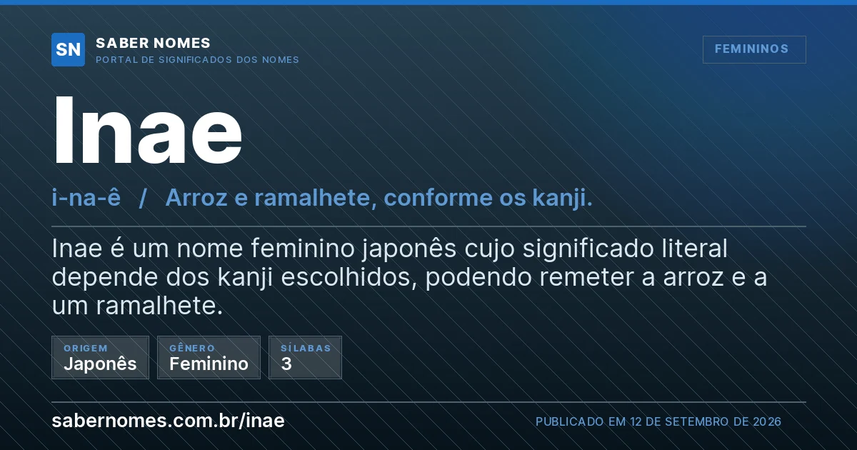 Imagem com o significado do nome Inae