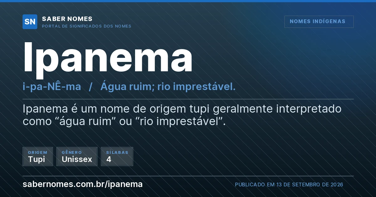 Imagem com o significado do nome Ipanema