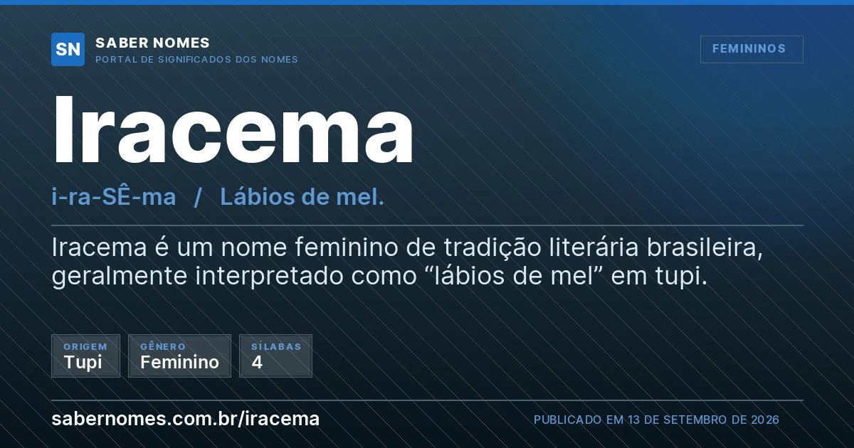 Imagem com o significado do nome Iracema