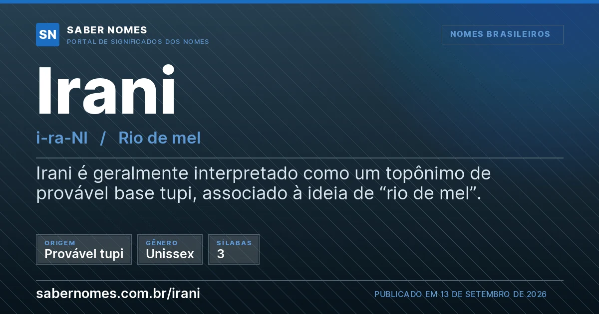 Imagem com o significado do nome Irani