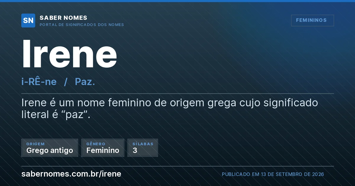 Imagem com o significado do nome Irene