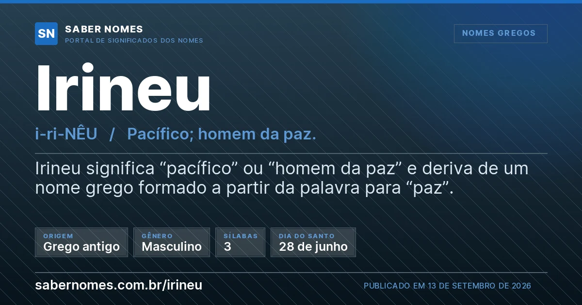 Imagem com o significado do nome Irineu