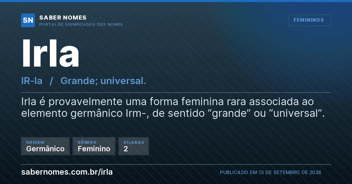 Imagem com o significado do nome Irla
