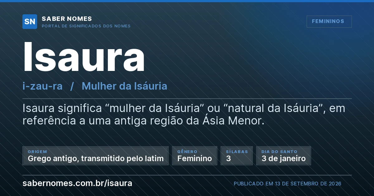 Imagem com o significado do nome Isaura