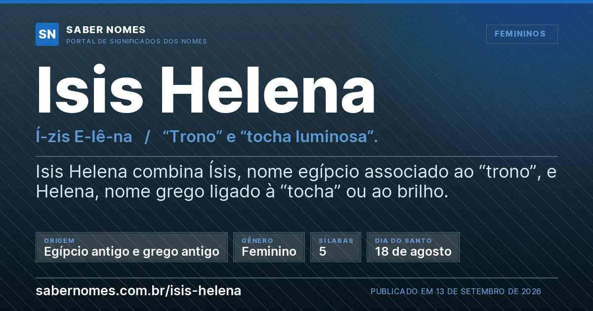 Imagem com o significado do nome Isis Helena