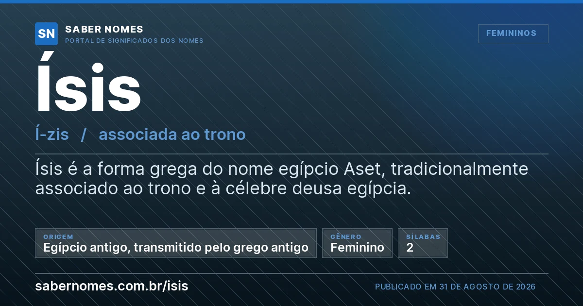 Imagem com o significado do nome Ísis