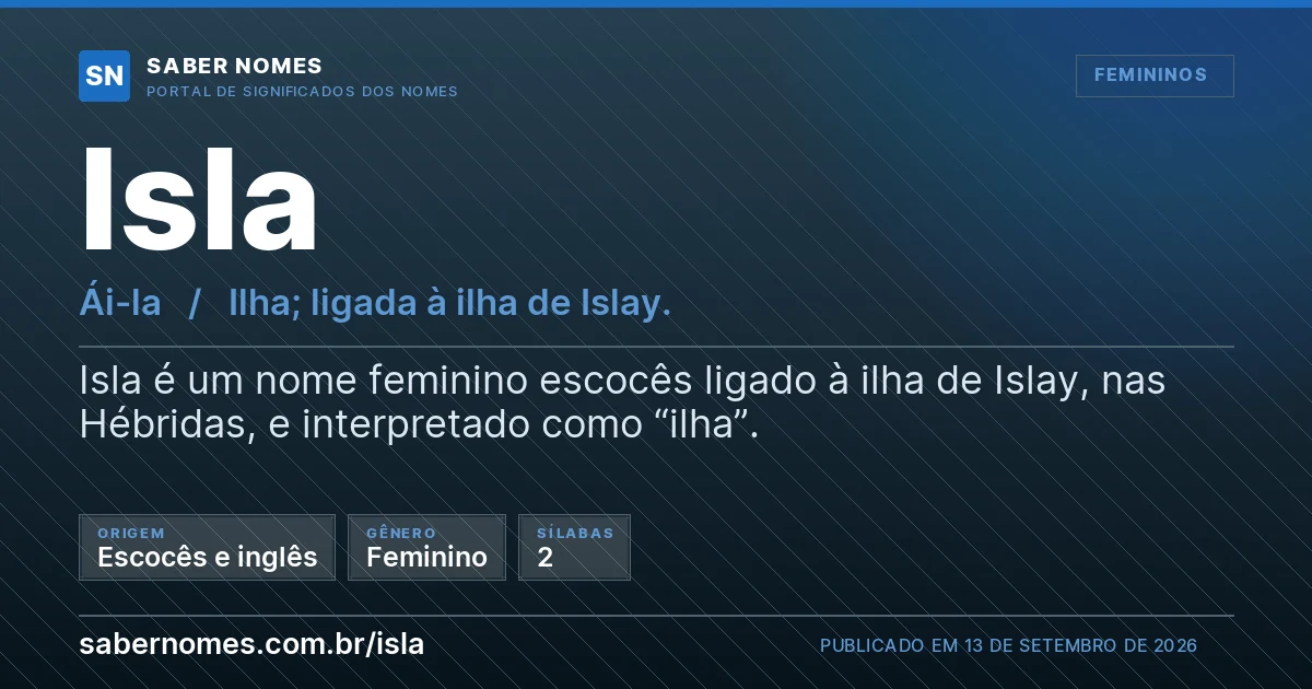 Imagem com o significado do nome Isla