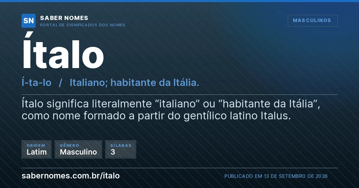 Imagem com o significado do nome Ítalo