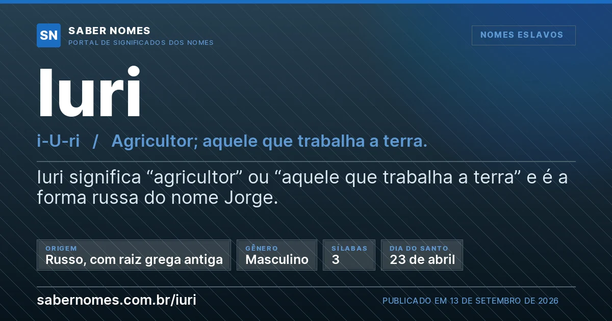 Imagem com o significado do nome Iuri