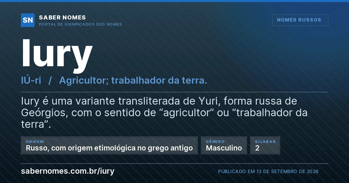 Imagem com o significado do nome Iury