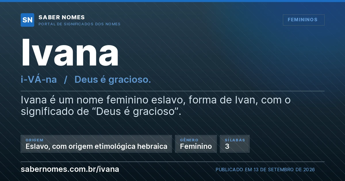 Imagem com o significado do nome Ivana