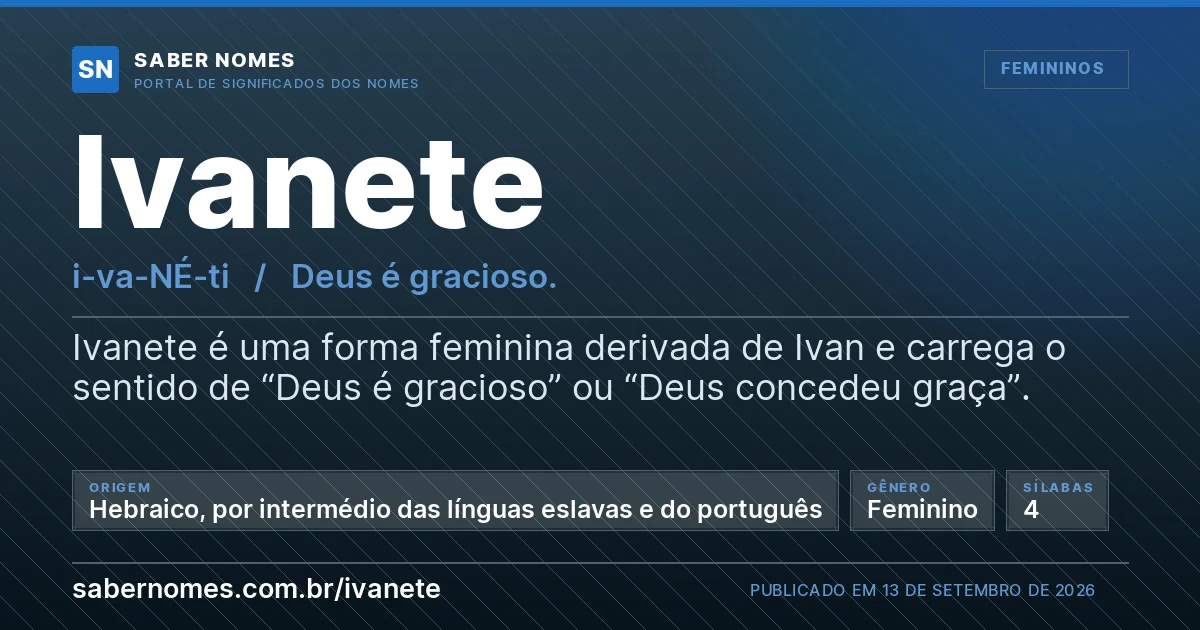 Imagem com o significado do nome Ivanete