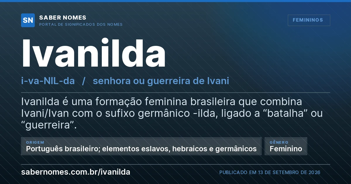 Imagem com o significado do nome Ivanilda