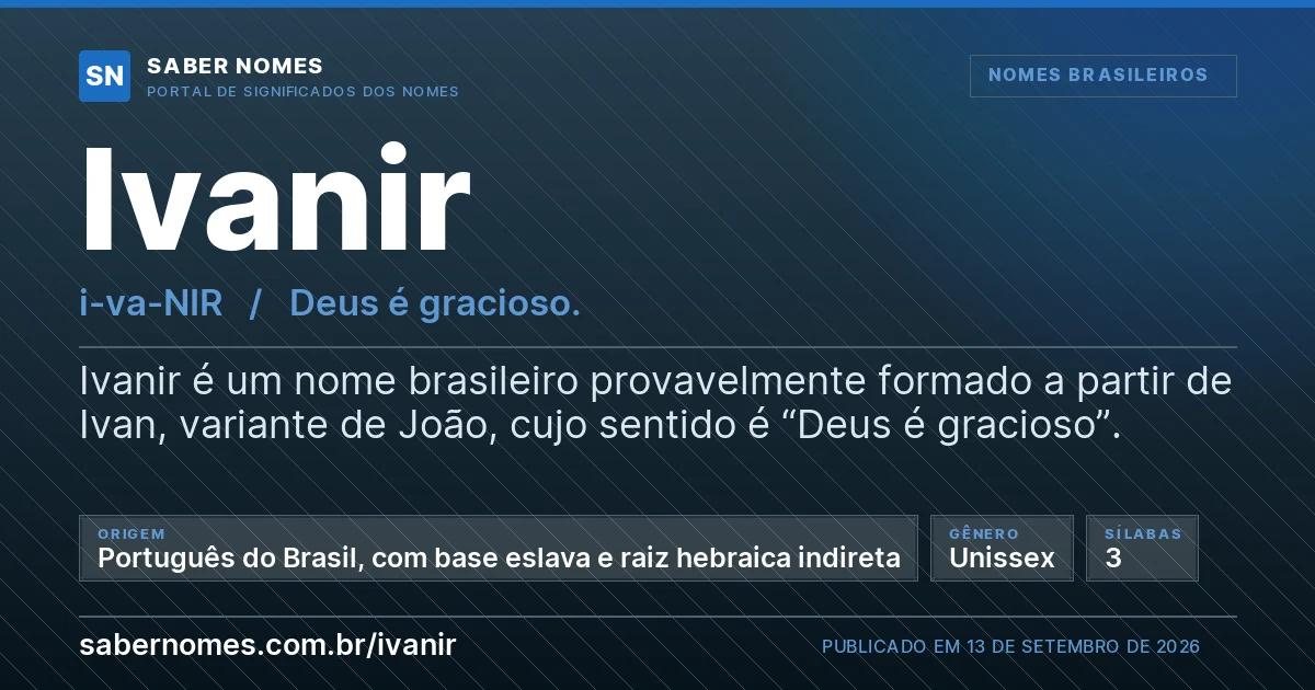 Imagem com o significado do nome Ivanir