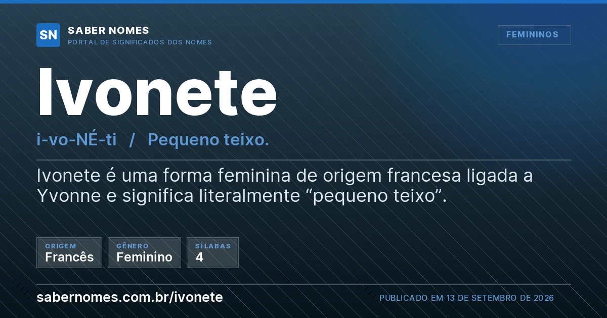 Imagem com o significado do nome Ivonete