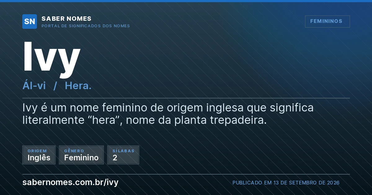 Imagem com o significado do nome Ivy