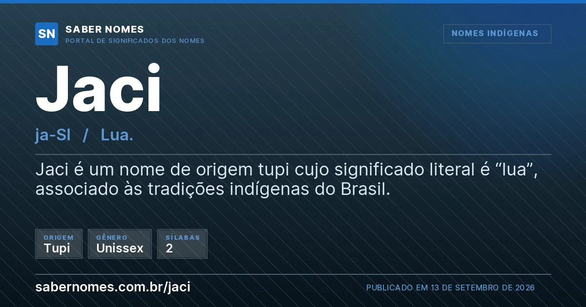 Imagem com o significado do nome Jaci