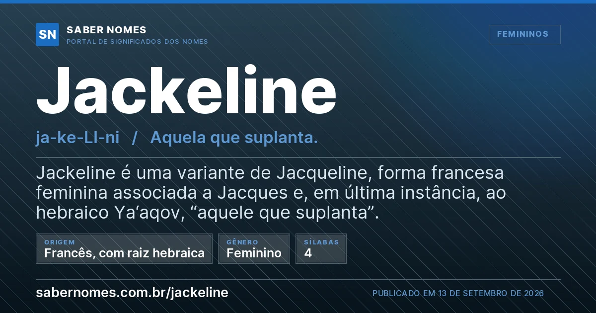 Imagem com o significado do nome Jackeline